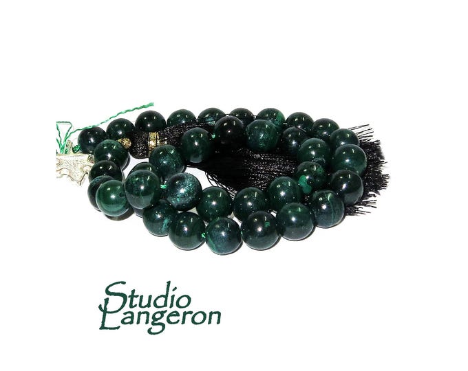 SALE!  Natural Malachite Gemstone Round Beads size 9.5mm 1 strand 31cm (12 inch) long, Natural Malachite, Jewelry making - 1 strand
