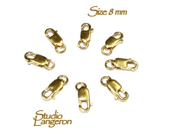 5 pcs 14K Yellow Gold Filled Oval Lobster Clasp with open ring size 8 mm, Clasp, Gold Filled Clasps, Lobster clasps, Jewelry making