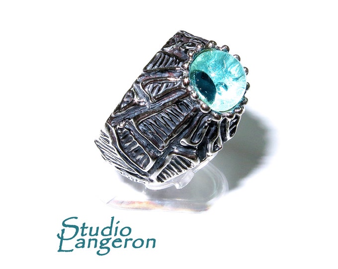 Blue topaz ring 925 sterling silver with stamp size 9, Handmade ring, single copy, Sterling silver, Blue topaz, Statement ring, Topaz ring