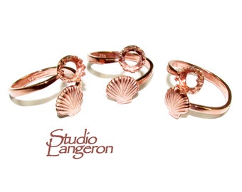 14K Rose gold filled open blank ring with bezel cup 6 mm, base ring, Rose Gold filled, bezel cup, Jewelry making, Setting - 1 piece