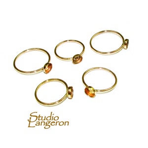 14K Yellow solid gold blank ring with bezel cup 4 mm size 4 - 10, Base ring, Gold ring, bezel cup, Jewelry making, Setting - 1 piece