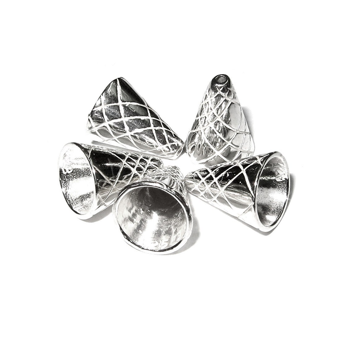 925 Sterling Silver Bead Cones Beading Jewelry Making Etsy