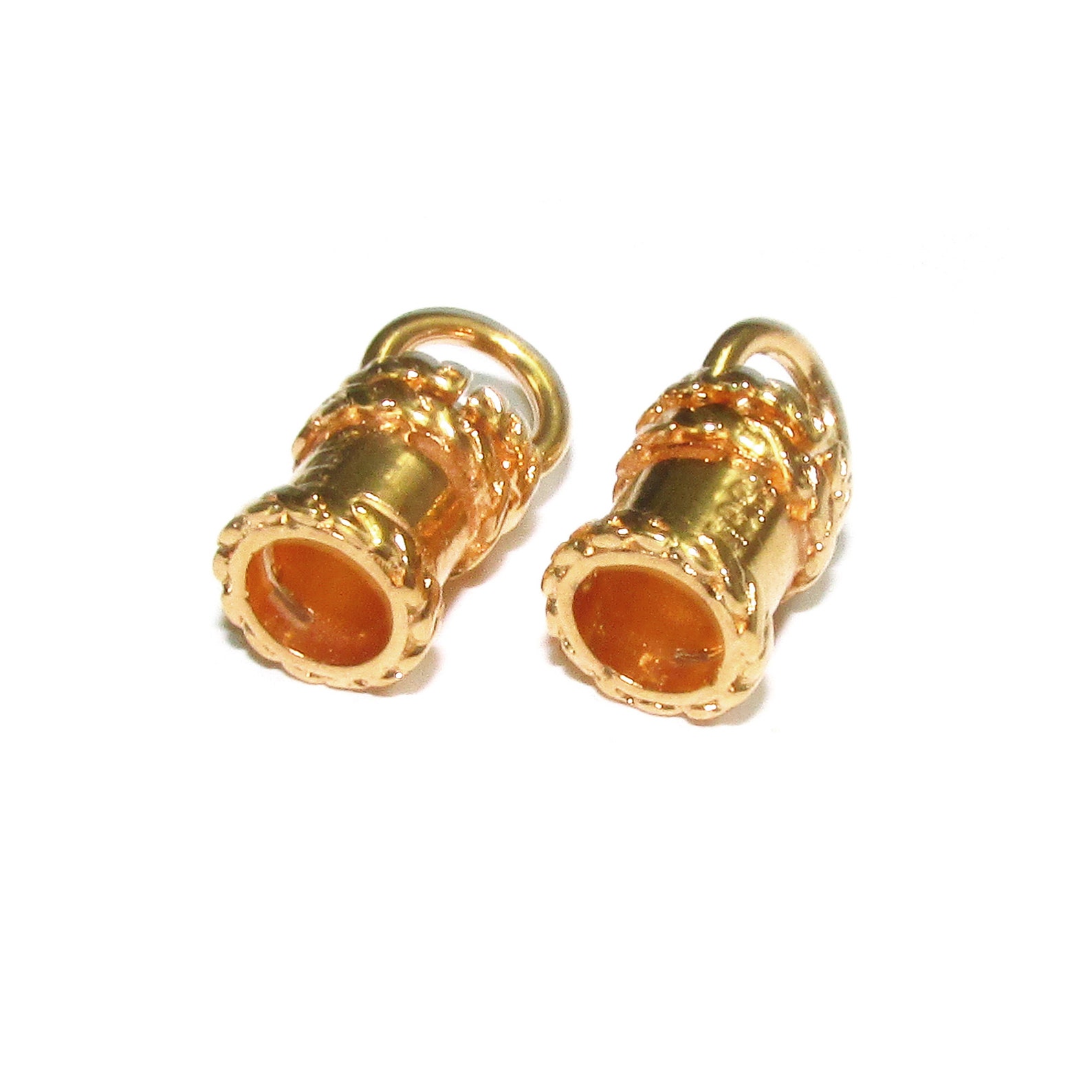 14K Yellow Gold Filled Cord End Cap Rotating Size 4.0 Mm Gold Etsy