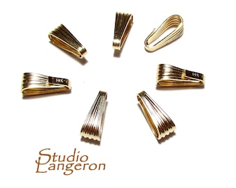 14K Solid gold Snap-On Large pendant Bail size 10.6x4.2 mm, Solid gold Bail, Jewelry making, Bail findings, 14K Gold Pendant bail - 1 piece
