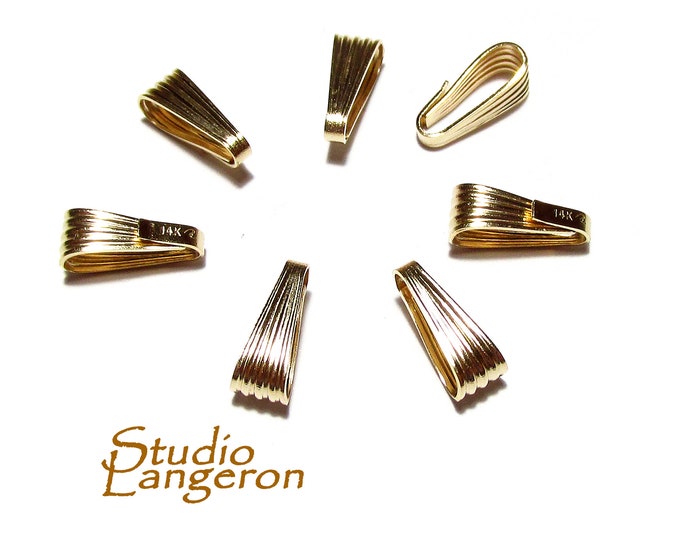 14K Solid gold Snap-On Large pendant Bail size 10.6x4.2 mm, Solid gold Bail, Jewelry making, Bail findings, 14K Gold Pendant bail - 1 piece