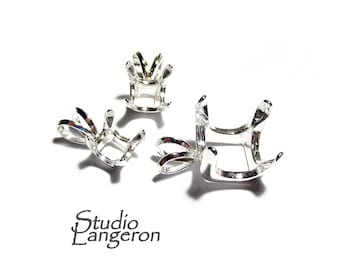 925 sterling silver blank pendant with cushion 4-prong setting, pendant, cushion base pendant, Jewelry making, Prong setting - 1 piece