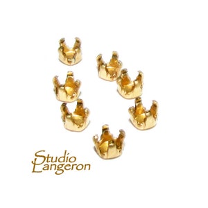 14K Yellow gold filled Round Basket 4-Prong Setting size 3.0 mm, Jewelry making, Setting, Round bezel cups, Prong setting - 1 piece