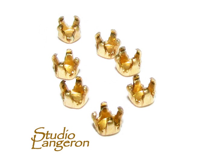14K Yellow gold filled Round Basket 4-Prong Setting size 3.0 mm, Jewelry making, Setting, Round bezel cups, Prong setting - 1 piece