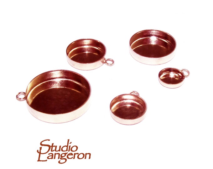 14K Rose gold filled Round Bezel Cup with closed loop size 4.0-30.0 mm, Bezel cup, Gold Filled, Jewelry making, Setting - 1 piece