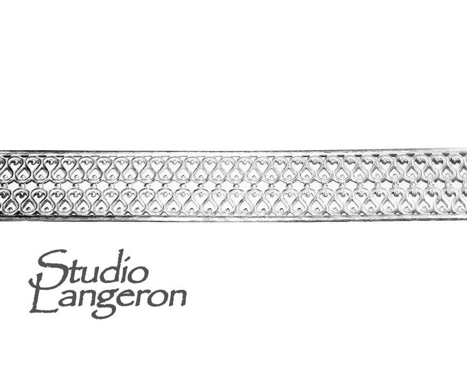 935 Argentium Silver Bezel wire, Gallery wire, Gallery ribbon, Gallery pattern, Jewelry making, Setting, Silver wire - 4 inch (10 cm)