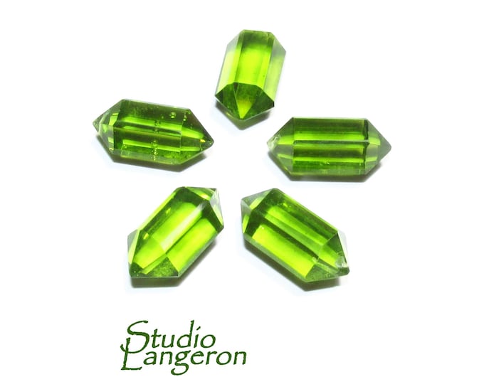 Natural peridot Faceted Crystal Point beads size 14x7mm, peridot Gemstone, Jewelry making, Natural Gemstone Faceted beads - 1 piece