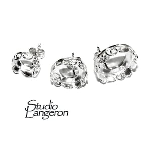 925 Sterling Silver Blank earrings size 8, 10, 12 mm, Bezel cup, Post Earring Mountings, Base earrings, Jewelry making - 1 pair (2 pieces)