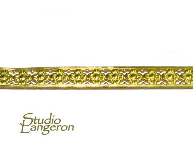 Natural Brass Gallery wire, Brass wire, Gallery pattern, Gallery ribbon, Wire, Jewelry making, Brass findings, Setting - 4 inch (10 cm)