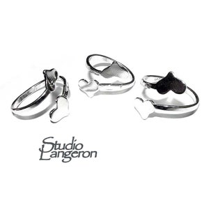 925 sterling silver open blank ring with a platforms for Engraving or gluing, silver ring, base ring, Jewelry making, Setting - 1 piece