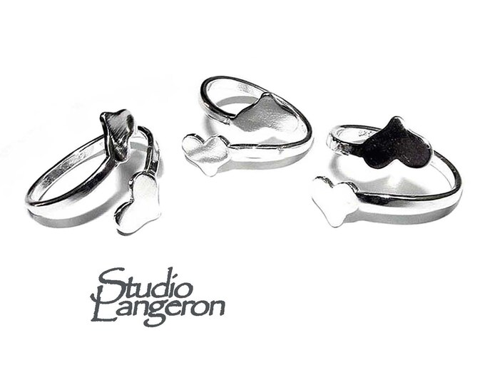 925 sterling silver open blank ring with a platforms for Engraving or gluing, silver ring, base ring, Jewelry making, Setting - 1 piece