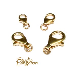 14K Yellow solid Gold Teardrop Lobster Clasp size 7, 8, 10, 12 mm, Jewelry making, 14K gold, Yellow Gold clasp, Gold findings - 1 piece
