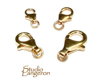 14K Yellow solid Gold Teardrop Lobster Clasp size 7, 8, 10, 12 mm, Jewelry making, 14K gold, Yellow Gold clasp, Gold findings - 1 piece