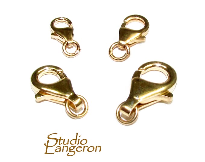 14K Yellow solid Gold Teardrop Lobster Clasp size 7, 8, 10, 12 mm, Jewelry making, 14K gold, Yellow Gold clasp, Gold findings - 1 piece