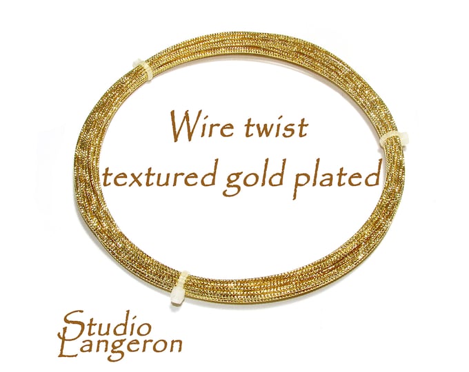 Wire Engraved Twist Textured Gold plated thickness 18, 16 GA, Wire, Gold Plated wire, Textured wire, Jewelry making– 1 meter (3.30 ft.)