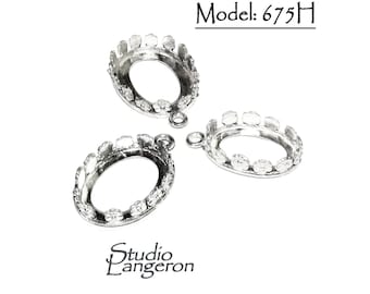 925 Sterling Silver Oval Bezel Cups size 8x10 - 18x25 mm, Setting, Silver bezel cup, Oval Bezel cup, Jewelry making, Pendant - 1 piece