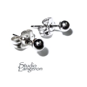 14K Solid White Gold Ball Post Earrings size 3 mm, Earring Backs Included, Jewelry making, earring gold, earrings post - 1 pair (2 piece)