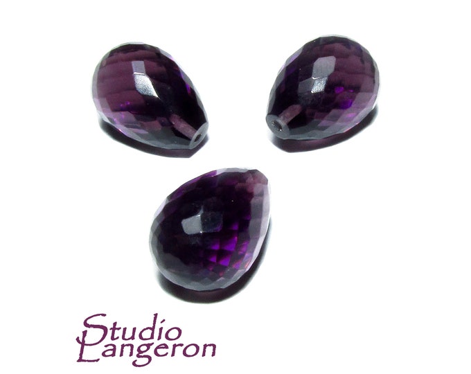 Natural Amethyst Teardrop faceted Beads size 14x10 mm, Amethyst Gemstone, Jewelry making, Natural Gemstone Teardrop beads - 1 piece