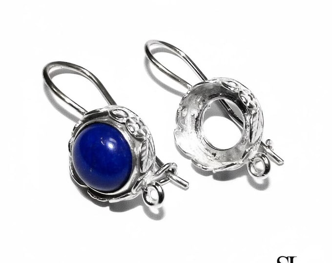 10 mm 925 sterling silver blank earrings with bezel cup and closed ring, Jewelry making, Setting, bezel cup,base earrings - 1 pair (2 piece)