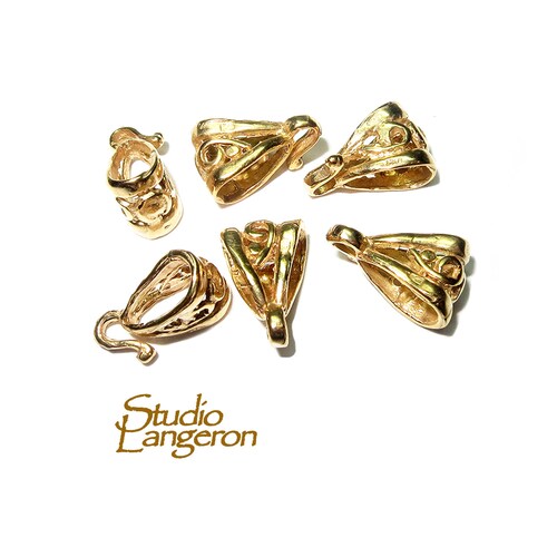 14K Gold Filled Delicate Filigree Pendant Bails With Hook Etsy