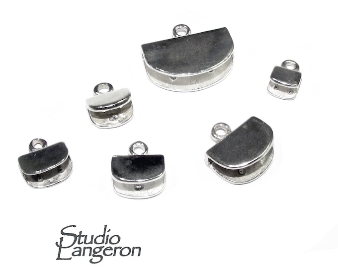 925 Sterling Silver Pinch End Caps, Jewelry making, flat end cap, Cord end caps, size 4.0, 4.5, 7.0, 8.0, 9.5, 14.0 mm - 1 pair (2 piece)