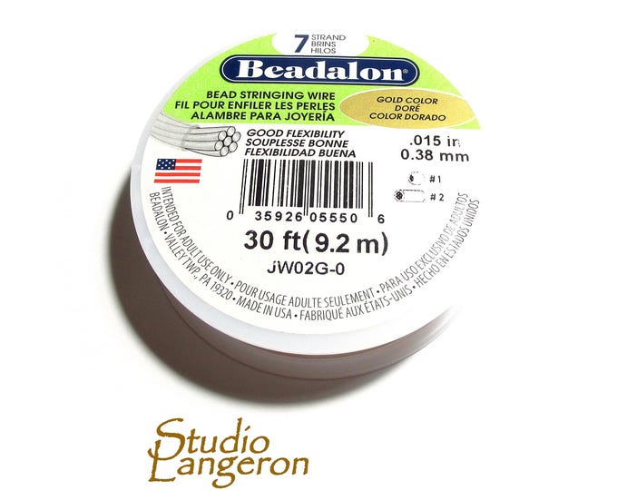 Beading wire Beadalon 7 Strand size 0.38mm gold color, Wire, Beadalon, Beading wire, Beading, Jewelry making, Gold wire - 1 spool