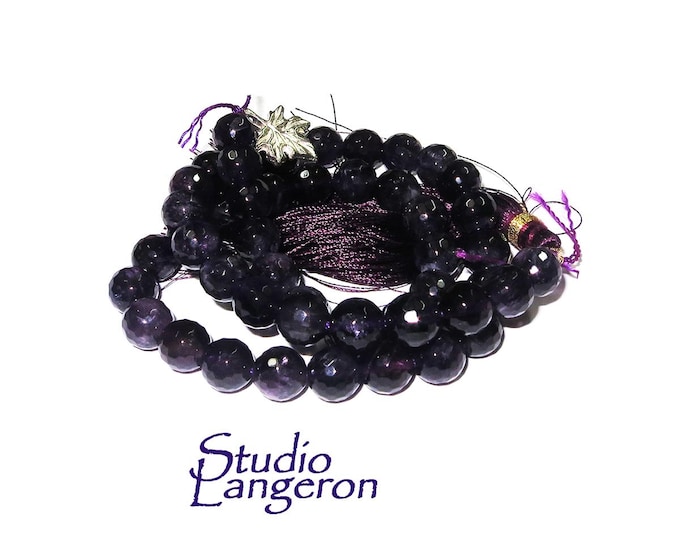 SALE!  Natural Amethyst Gemstone Round Beads 8mm 1 strand 35cm (13 inch) long, Natural Amethyst, Jewelry making - 1 strand