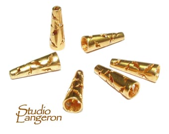 14K Gold Filled Small Bead Cones, Beading, Bead cone, Jewelry making, 14K Gold Filled, End caps, Gold filled cones - 1 pair (2 pieces)