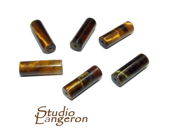 Natural Tiger's Eye Tube bead size 4x13 mm, tube gemstone, tube findings, Jewelry making, tube bracelet, Tiger's Eye - 1 piece