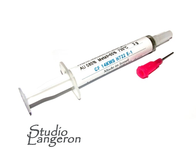 Solder paste for 14K white gold, easy, 2 grams, solder syringe white gold, Solder white gold 14K, Jewelry making - 1 piece