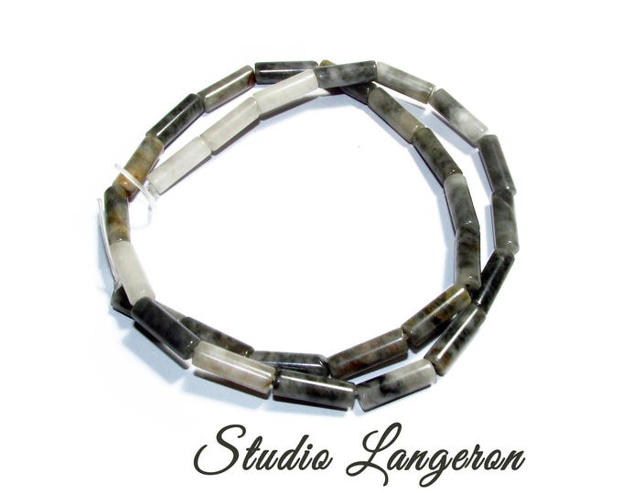 SALE!  Cylindrical natural jasper beads 13.5x4.5mm 1 strand 41cm long (About 30 beads), Natural jasper, Jewelry making - 1 strand