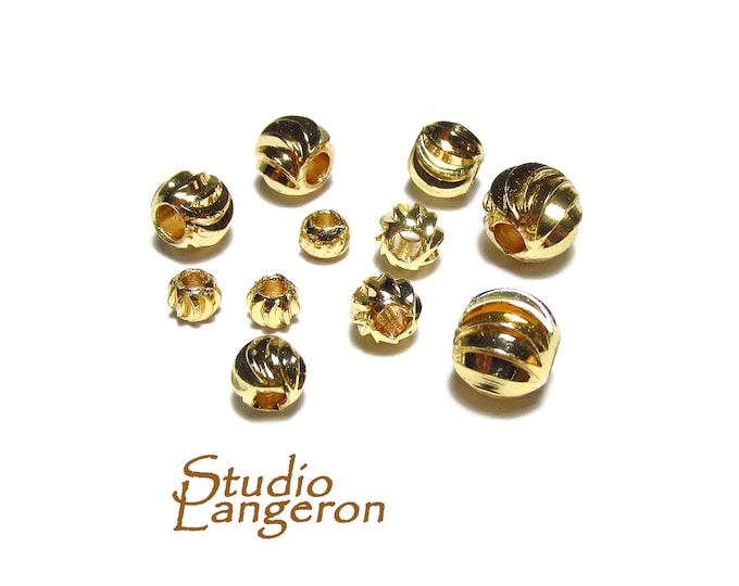 14K yellow gold filled diamond cut beads size 3, 4, 5, 6, 7, 8 mm, round gold filled beads, Jewelry making, diamond cut beads - 1 piece