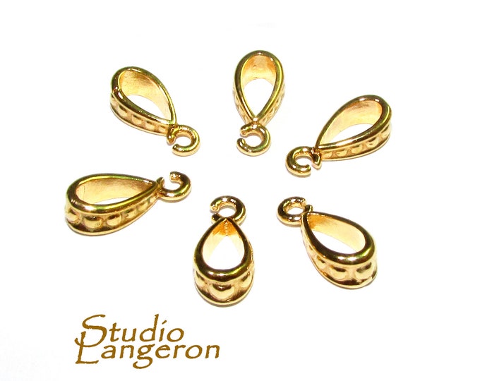 14K Yellow gold filled decorative Pendant Bail, Bail with loop, Jewelry making, Bails, Bail gold filled, Bail finding, Bail drop - 1 piece