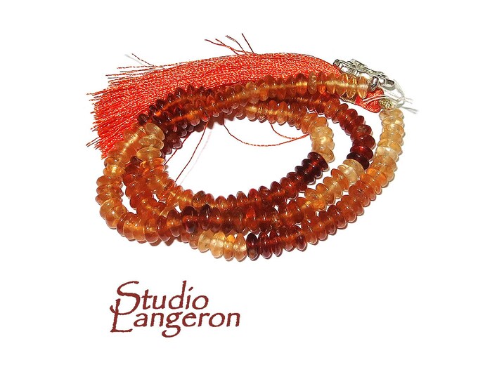SALE!  Natural Hessonite rondel Disc Beads 5mm 1 strand 38cm (15 inch) long, Natural Hessonite, Jewelry making - 1 strand