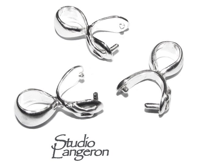 925 Sterling silver Large Pinch Pendant Bail, sterling silver Bail, Bail, Bail finding, Jewelry making, bail for pendant - 1 piece
