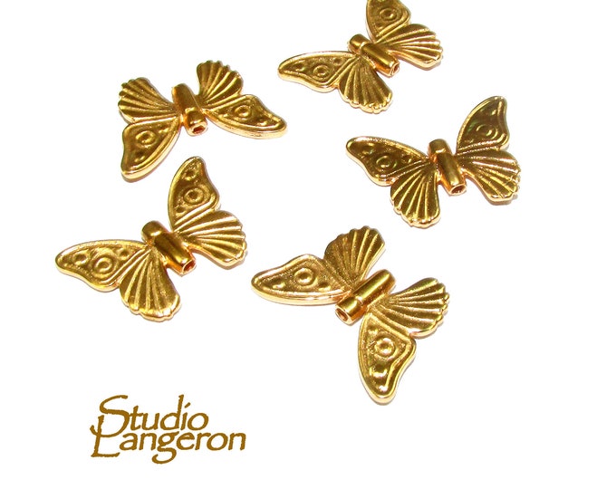14K Gold filled Butterfly flat beads size 17.5x14 mm, Flat beads, Beads for bracelets, 14K Gold filled, Jewelry making, Butterfly - 1 piece