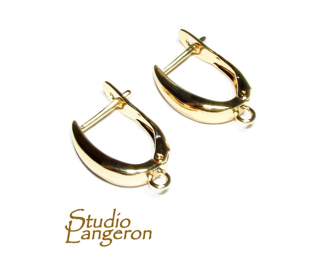 14K Yellow Gold Filled Lever-Back Ear Wire with Open Ring size 13x20 mm, Jewelry making, Lever Back earrings, Gold Filled -1 pair (2 piece)