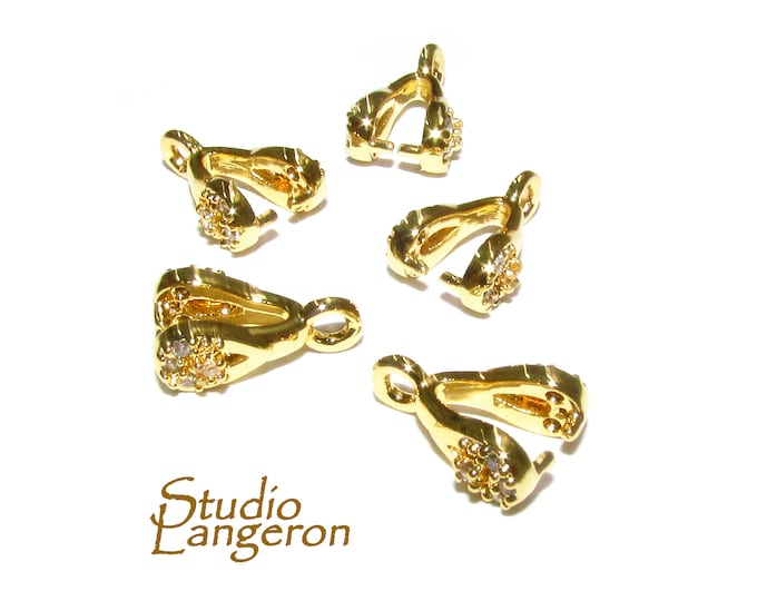 14K Yellow gold filled Pinch Pendant Bail, Jewelry making, bail with loop, Bail, Gold filled, Bail gold filled, Bail finding - 1 piece