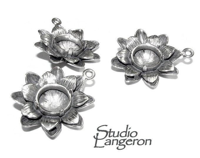 925 sterling silver blank flower pendant with setting 8 mm, pendant silver, base pendant, bezel cup, blank pendant, Jewelry making - 1 piece