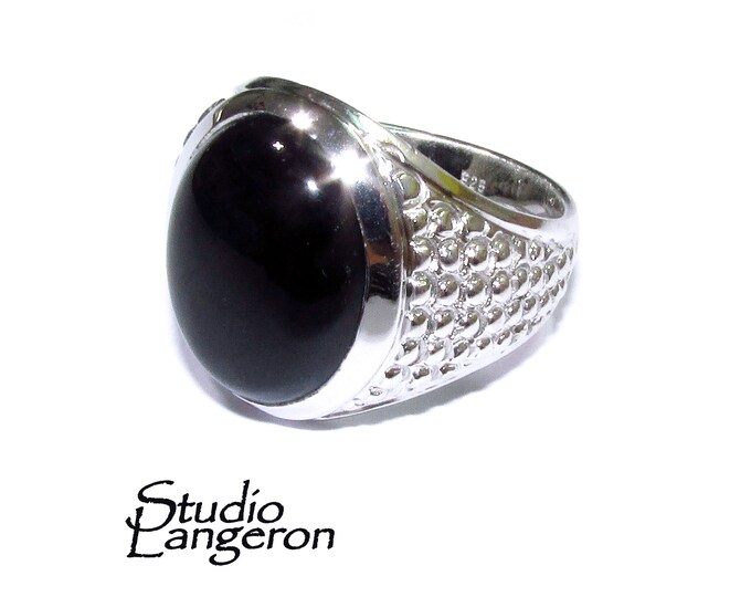 Black onyx ring 925 sterling silver, size 9, Handmade ring, single copy, 925 sterling silver, Black onyx, silver ring, gemstone - 1 piece