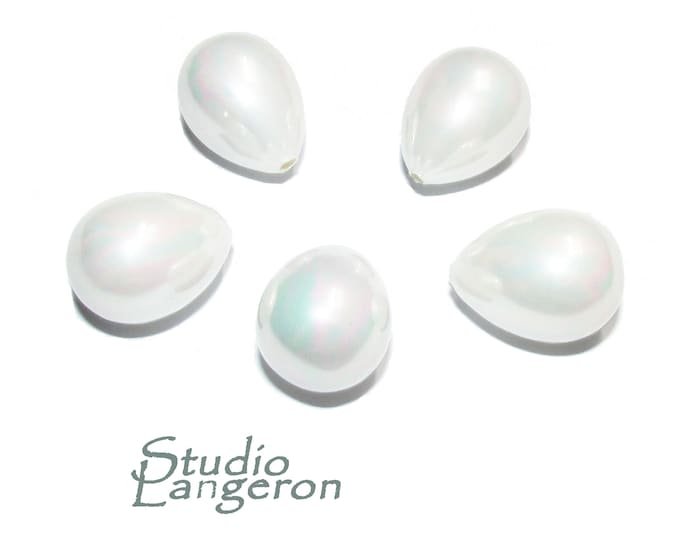 Natural Sea shell pearl Teardrop half drilled Beads size 12x16 mm, Natural shell pearl Matching Half Drilled Beads, Jewelry making - 1 piece