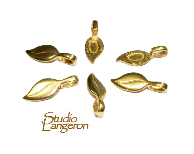 14K Yellow gold filled large Glue-on Flat Pad Pendant Bails, Bail with hook, Jewelry making, Bail, Bail gold filled, Bail finding - 1 piece