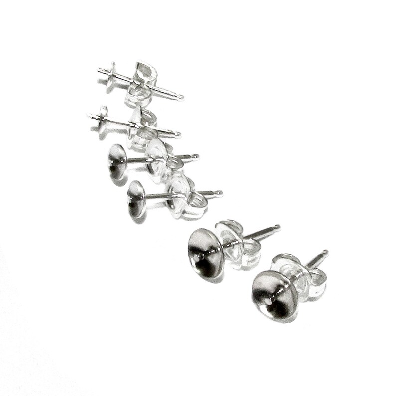 925 Sterling Silver Pearl Post Earring Mountings Size 3 4 5 Etsy