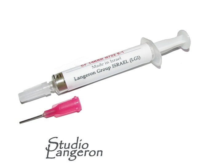 Solder paste for 14K rose gold, easy, 2 grams, solder syringe rose gold, Solder rose gold 14K, Jewelry making - 1 piece