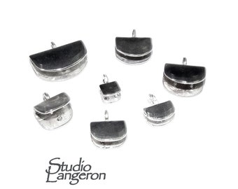 925 Sterling Silver Pinch End Caps size 4.0, 4.5, 7.0, 8.0, 9.5, 14.0 mm, silver end caps, flat end cap, Jewelry making - 1 pair (2 piece)