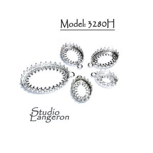 925 Sterling Silver Oval Bezel Cups sizes 10x14 - 23x32 mm, model 3280H, Setting, Jewelry making, Bezel cup, Silver setting - 1 piece